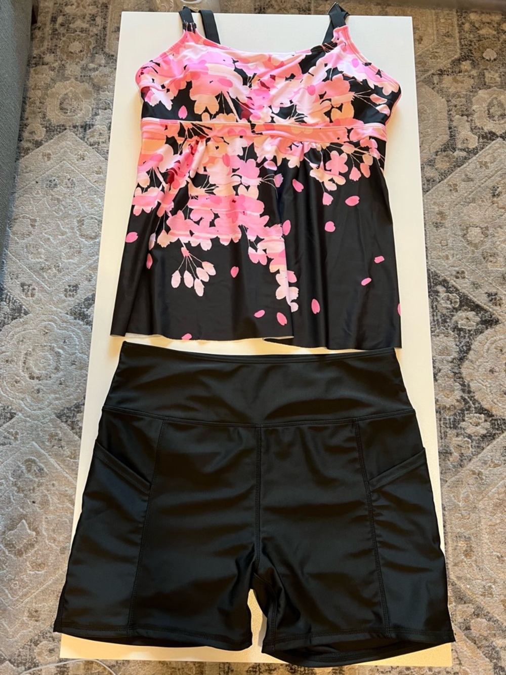 NWOT Black & Pink Floral Tankini Top - Picture 11 of 11